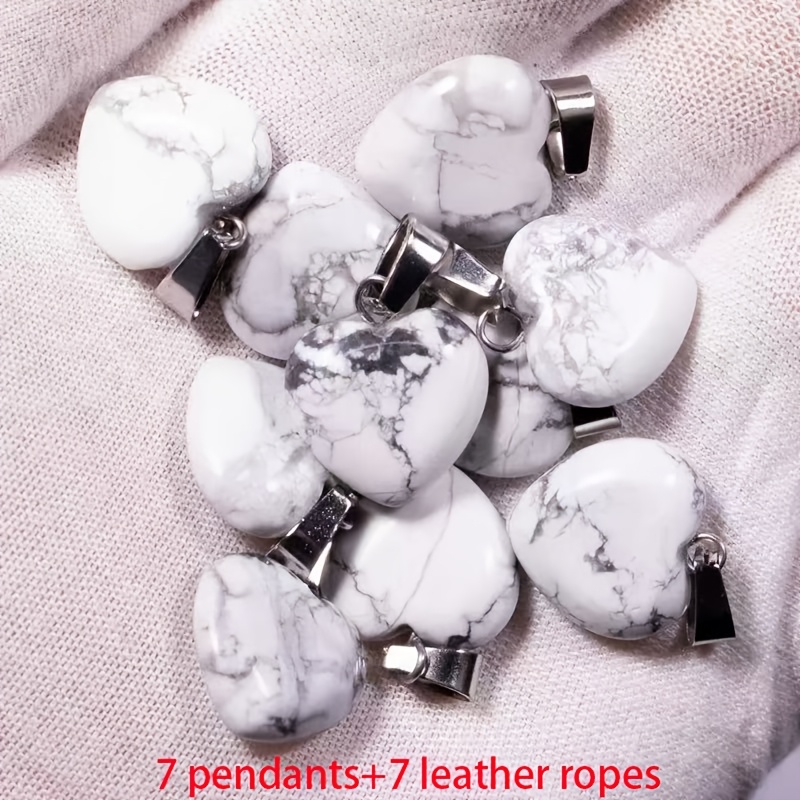 Natural Stone Heart-Shaped Pendant Set for DIY